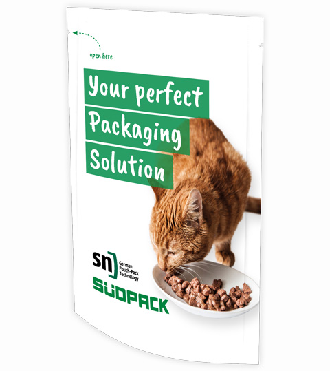 Doypack Verpackung mit Katze darauf 