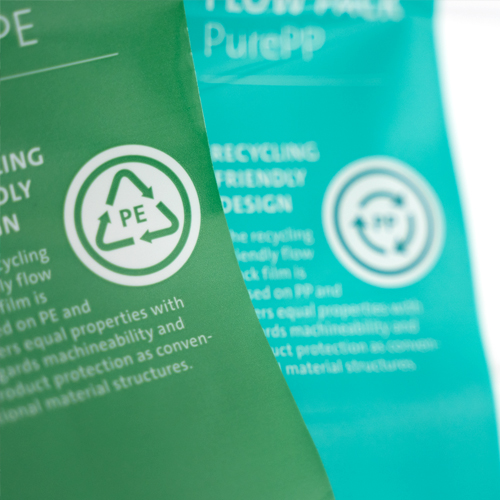 Nahaufnahme Verpackung, PE und PP Symbol erkennbar