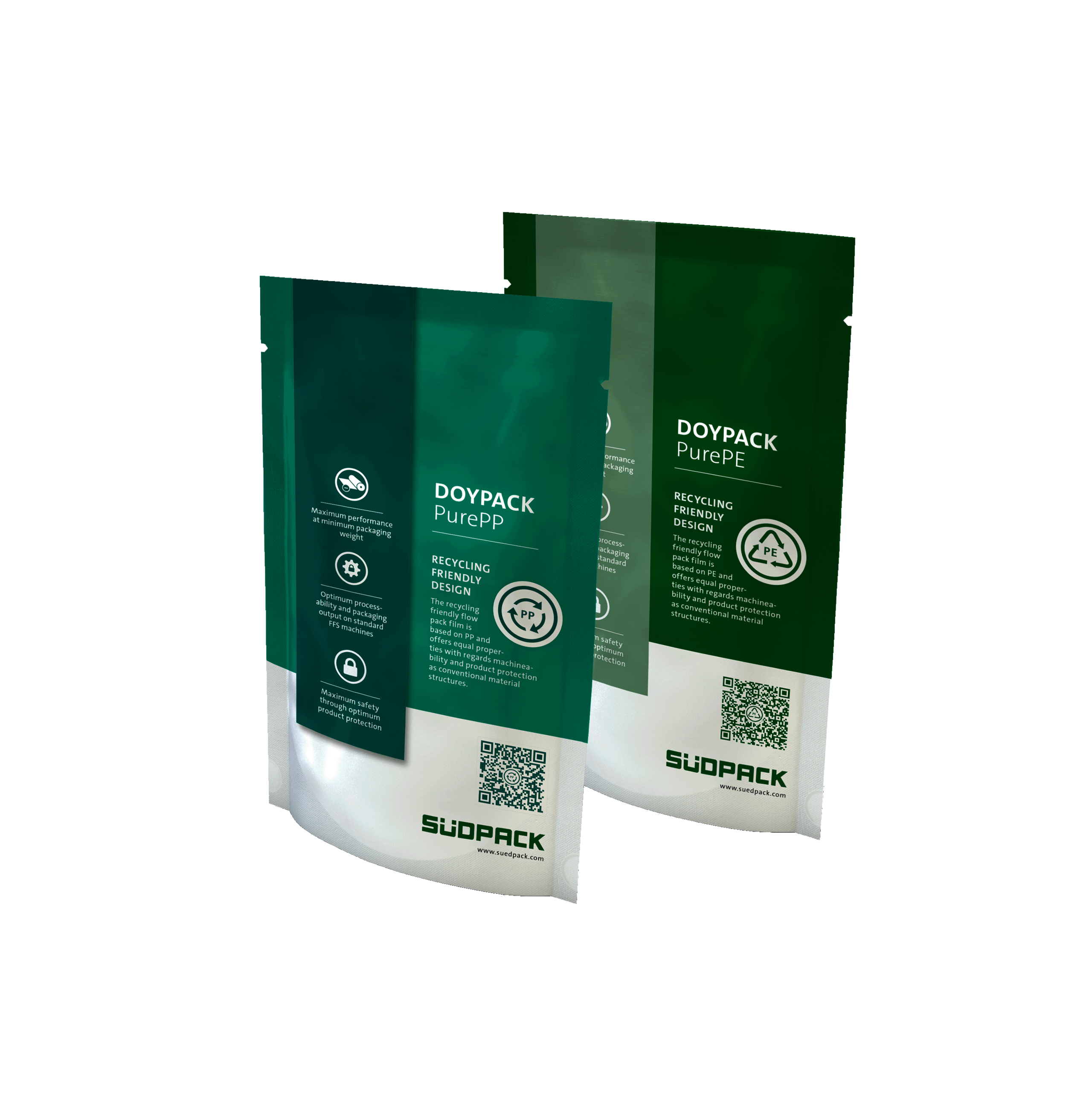 Two Doypack packaging (PurePP and PurePE)