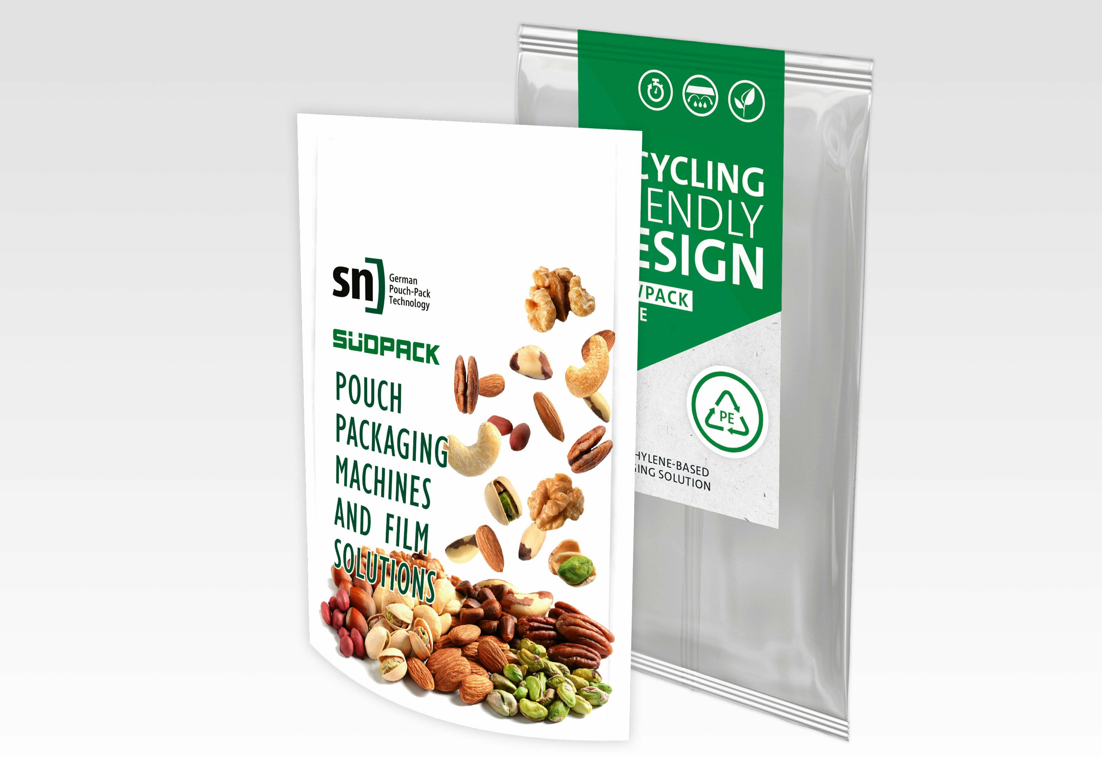 Sustainable flow pack for nuts and snack