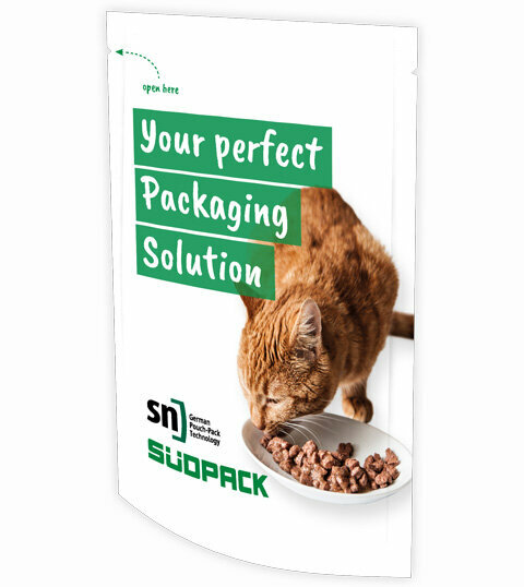 Doypack packaging with cat on it 