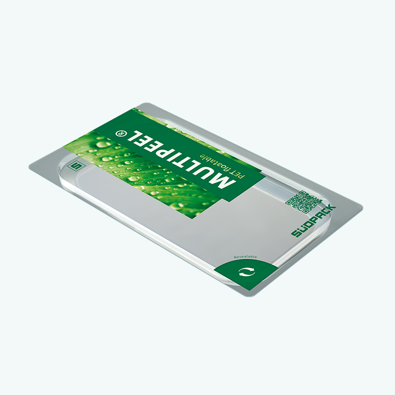 Packshot of a Multipeel xpet top film from SÜDPACK with resealing system