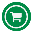 Icon with a shopping cart symbol represents accelerated checkout process thanks to widespread Digimarc Barcodes.