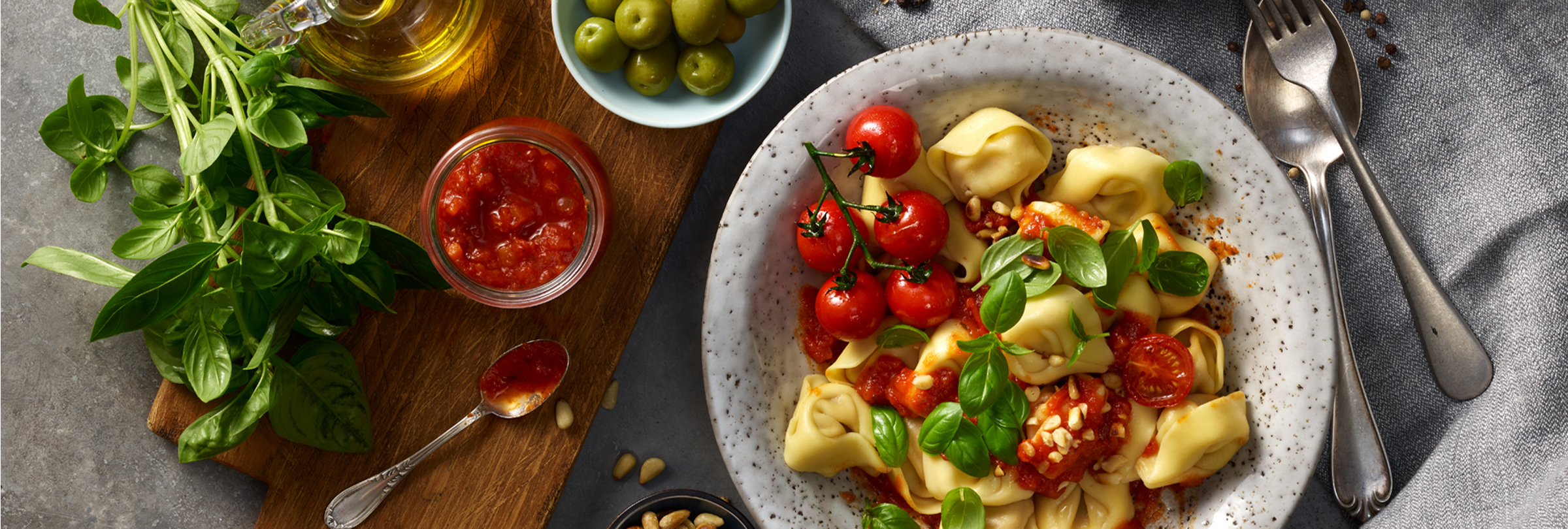 Fresh pasta and fresh cooking ingredients